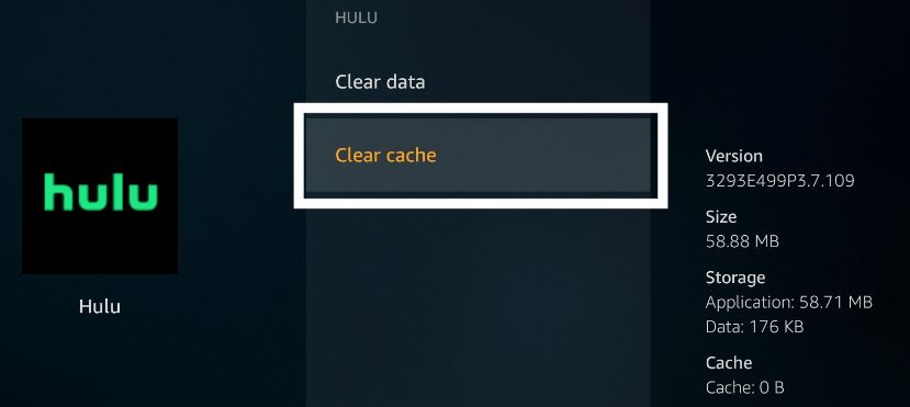 Hulu clear cache to fix not working on Firestick