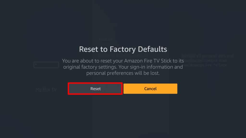 Reset button - Netflix Not Working on Firestick