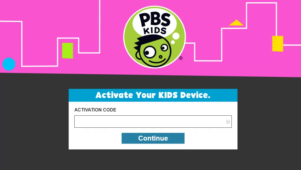 PBS Kids Activation page on Firestick