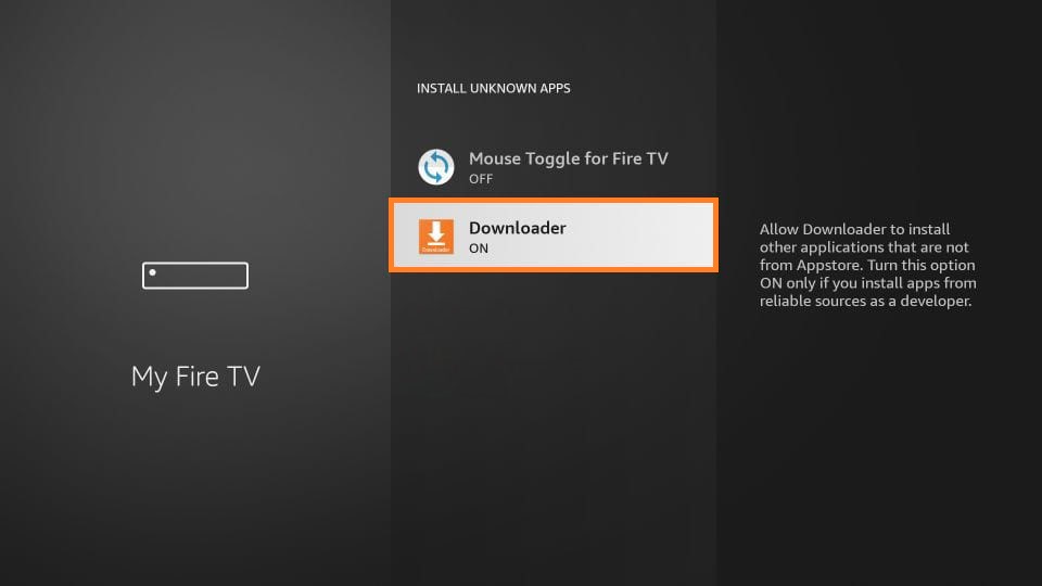 enabling Downloader option to sideload Blaze TV on Firestick