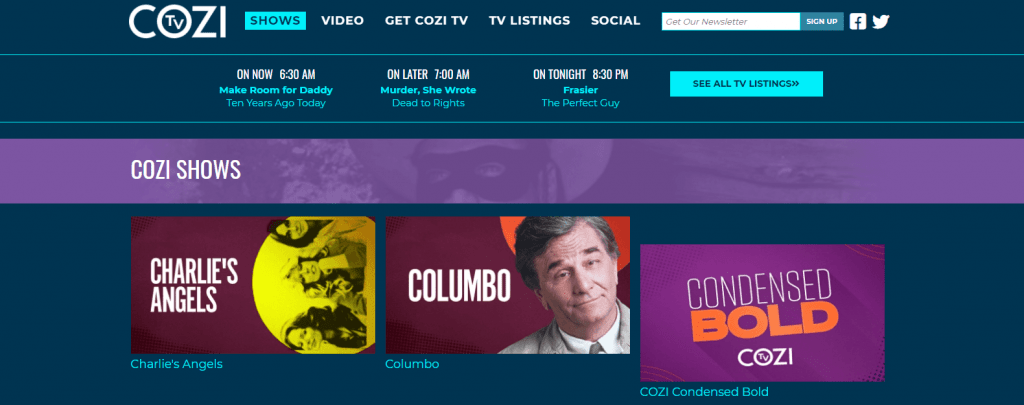 Cozi TV home page on Firestick