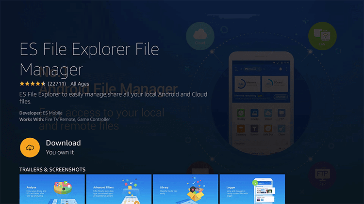 Download ES File Explorer on Firestick