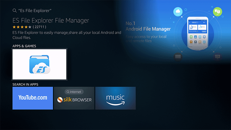 ES File Explorer icon on Firestick