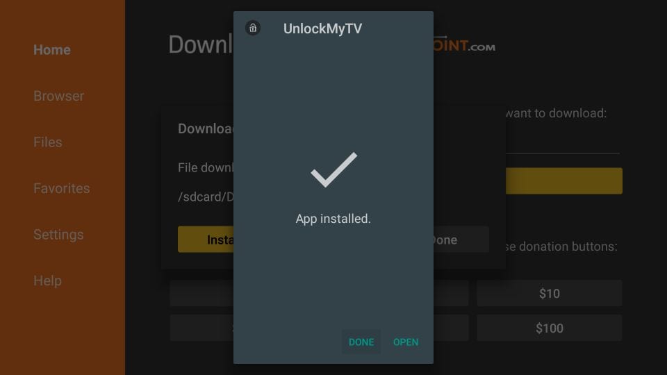 select open - UnlockMyTV Apk on Firestick
