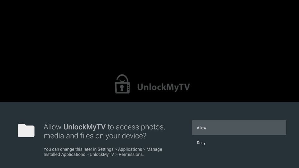 click allow to stream UnlockMyTV Apk on Firestick
