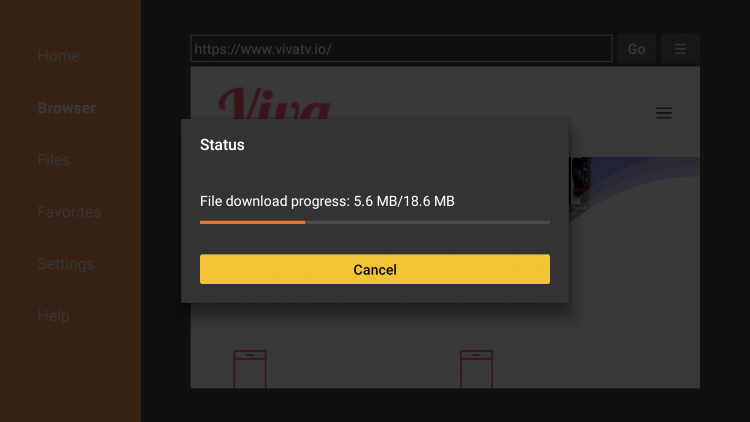 Viva TV Apk on Firestick Downloading