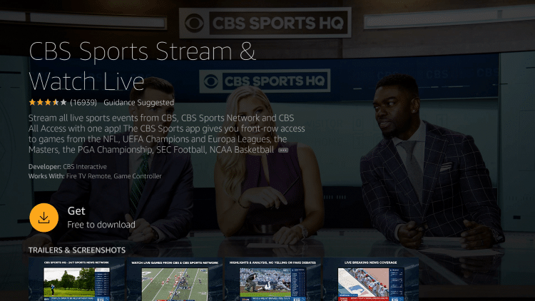 Download CBS Sports on Firestick