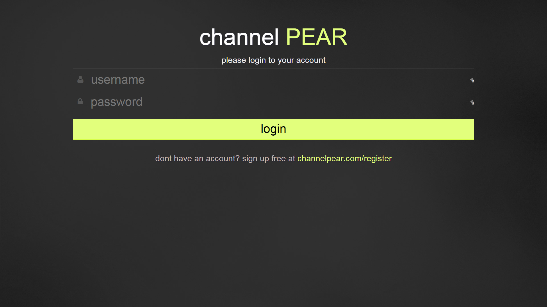 channel PEAR login page on Firestick
