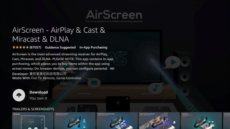 Download AirScreen on Firestick