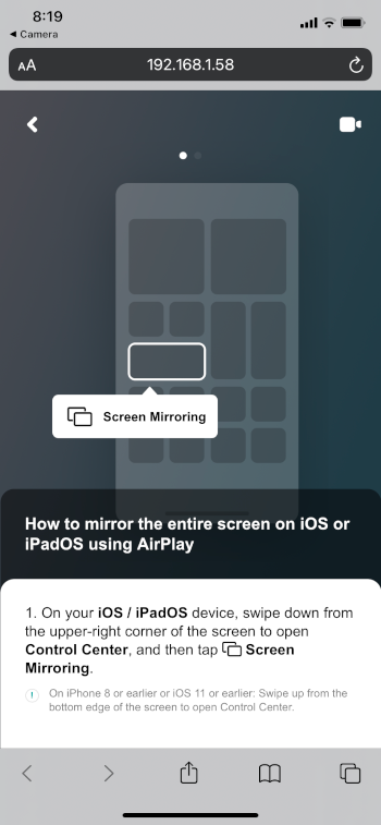 Screen Mirroring instructions on AirScreen