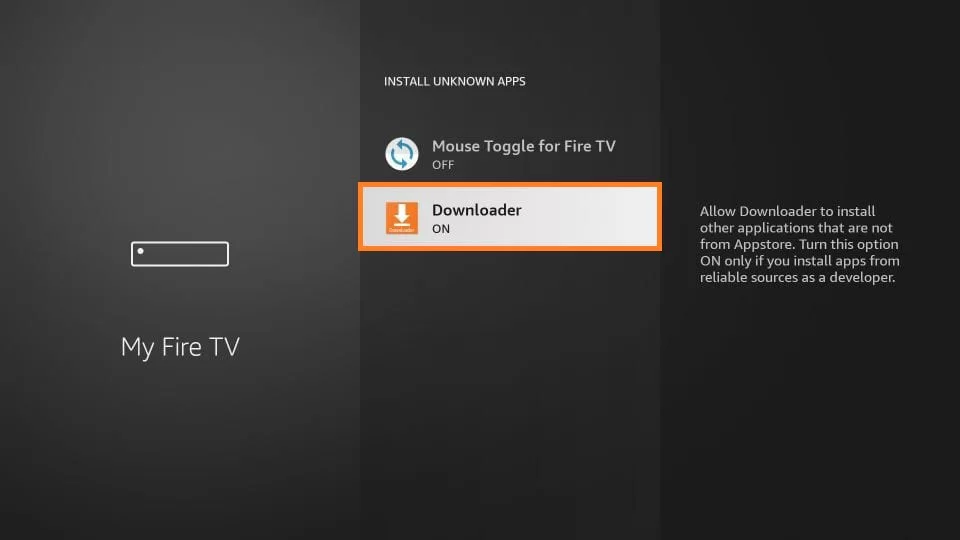 enable the downloader app to install itv Hub on Firestick