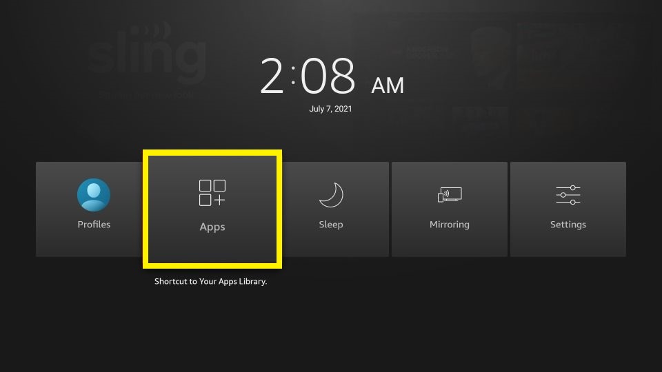 Apps icon on Firestick home screen