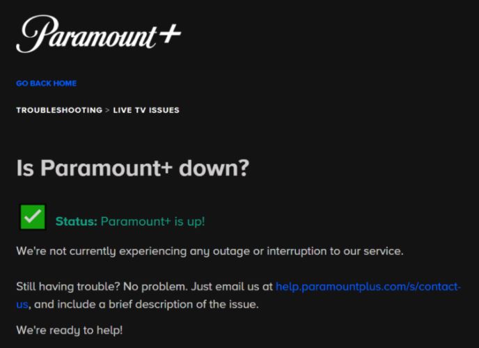 Paramount Plus server down