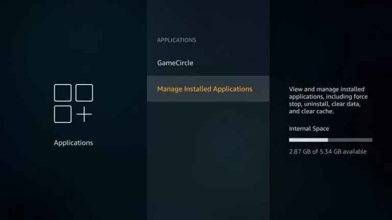select Manage installed applications