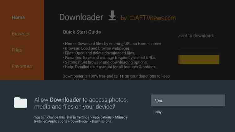 click allow to download the apk file