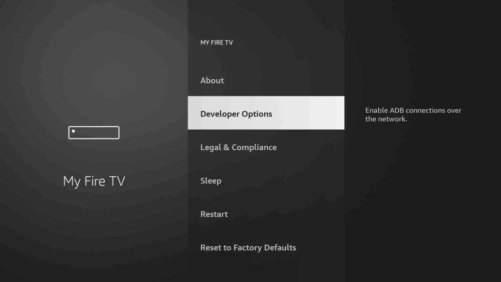 truTV on Firestick/tap developer options