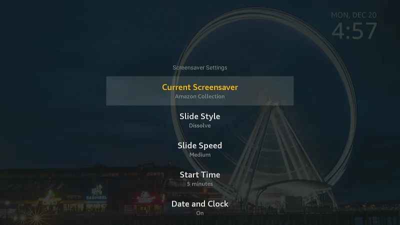click current screensaver to Change Firestick Screensaver