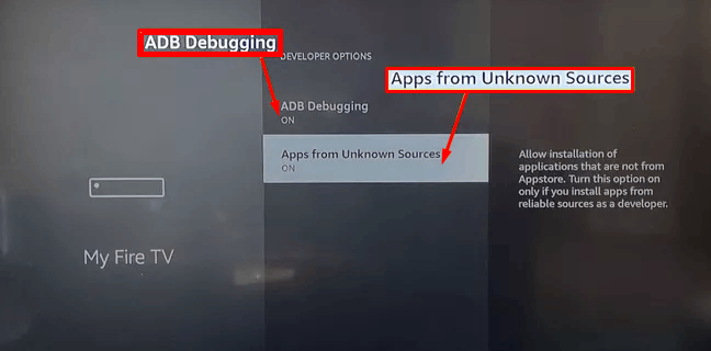 Enable Apps from Unknown Sources to update apps on Firestick
