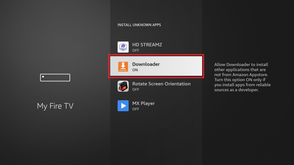 Turn on the Downloader to install Netflix