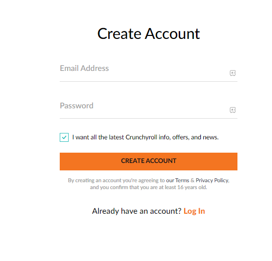 Create your Crunchyroll account