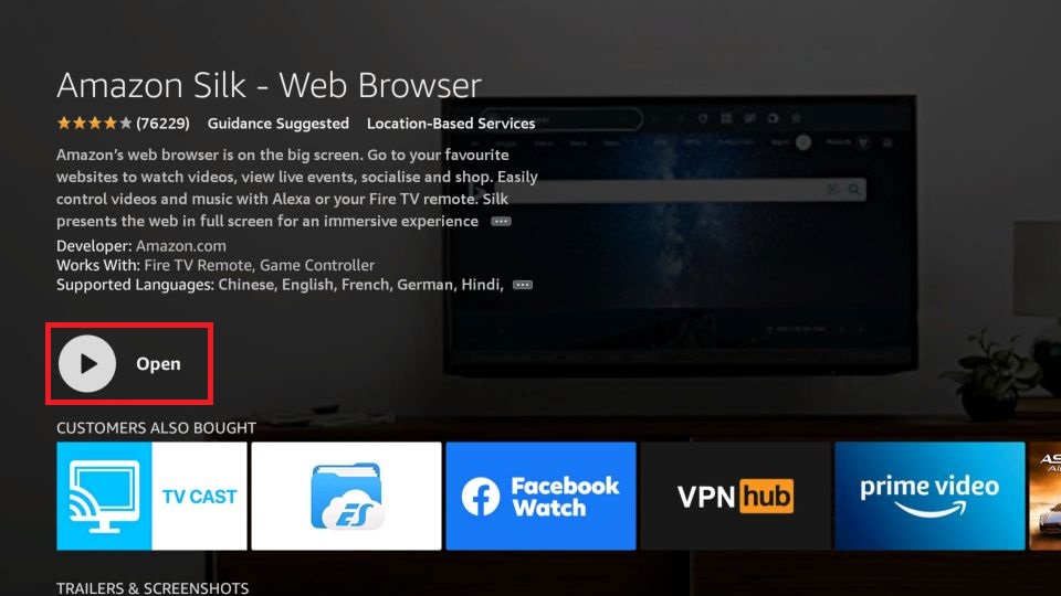 Open Amazon Silk - Web Browser