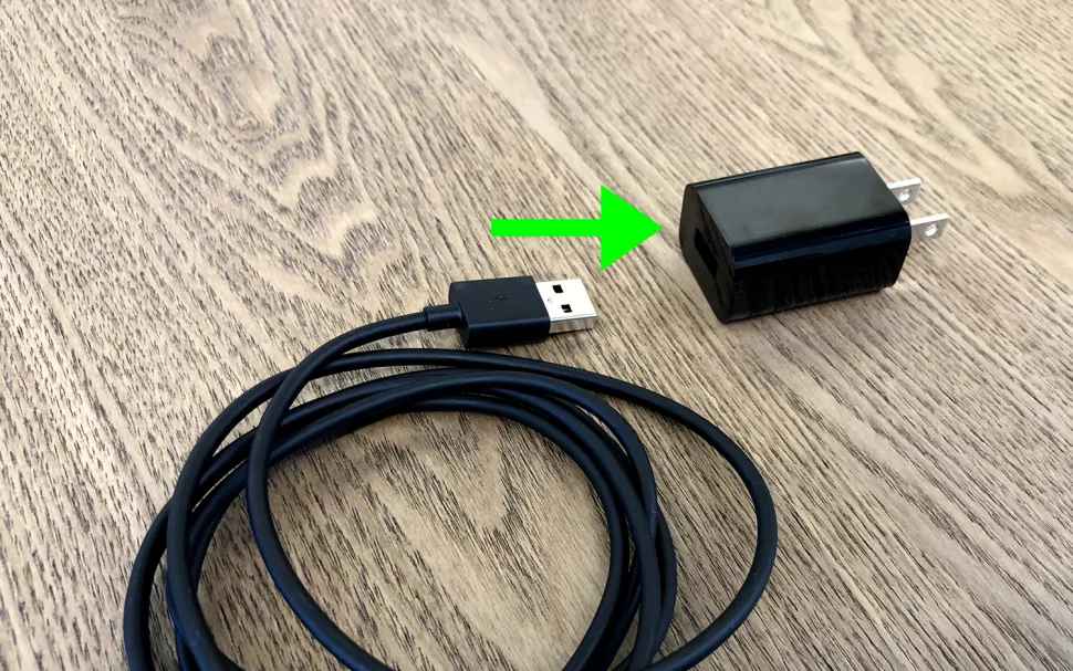 Connect the USB cable to the power adapter