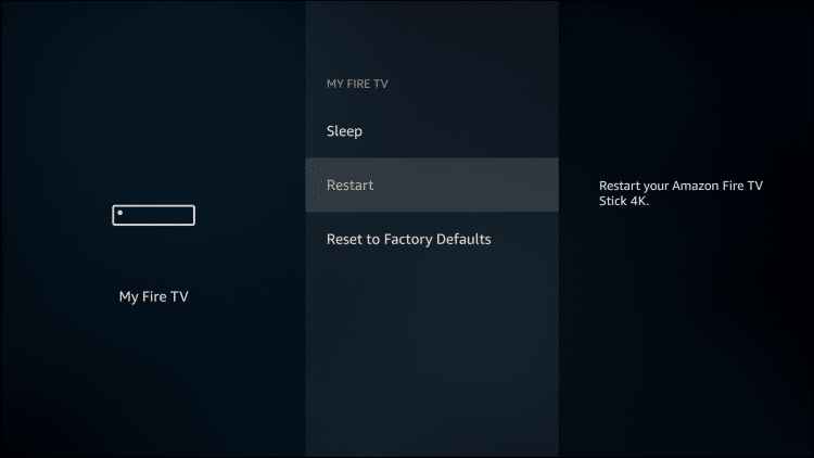 restart your Firestick to fix the Firestick remote volume not working issue