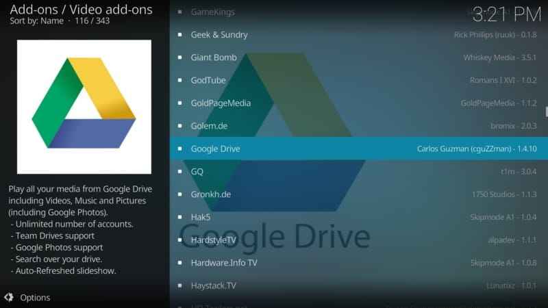 select Google Drive