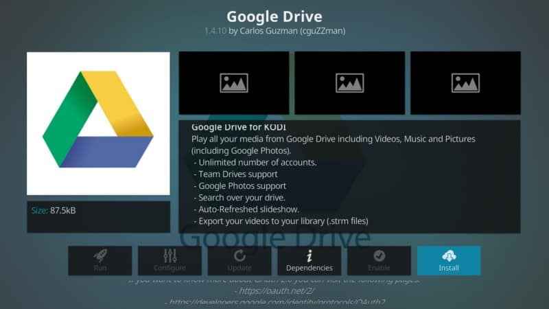 tap the Install button to install Google Drive on Firestick
