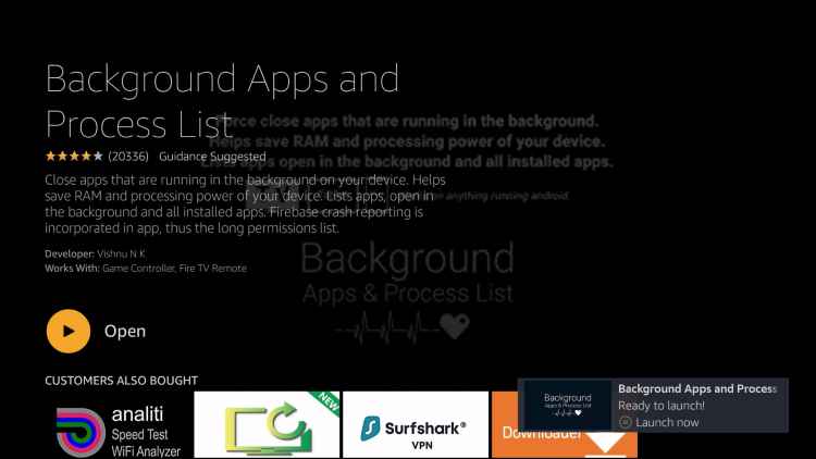 Open Background Apps & Process List