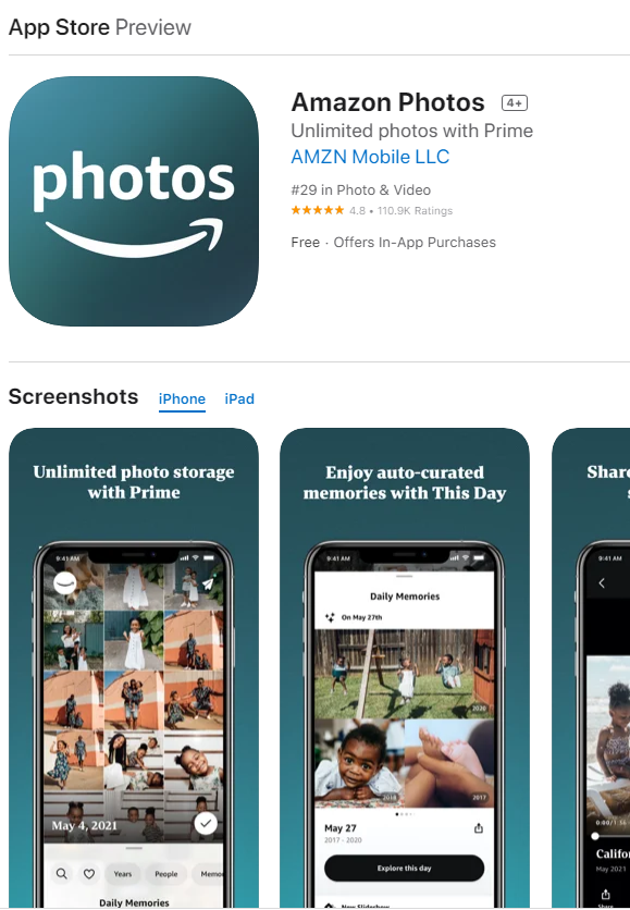 Install Amazon Photos from App Store