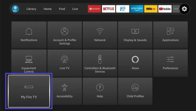 Select My Fire TV under Settings