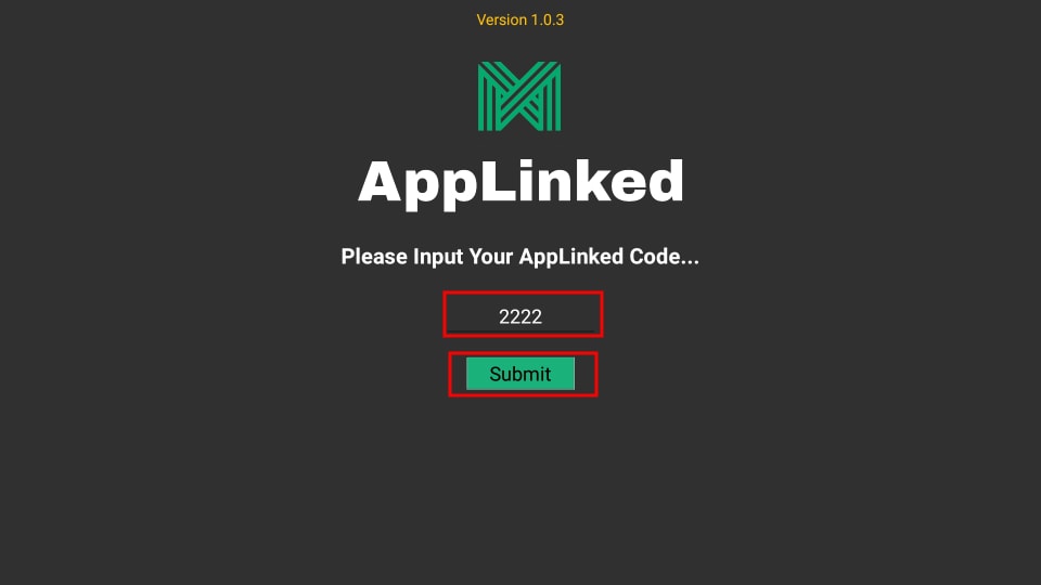 Enter the code and tap Submit