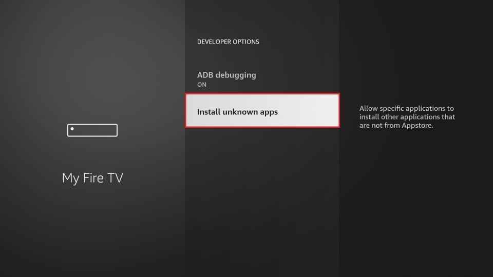 Click the Install unknown apps to install Bally Sports on Firestick