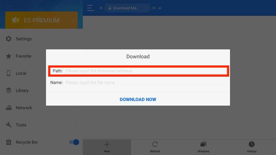 type the URL link of the Dropbox apk 