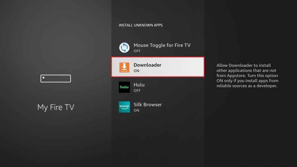 Enable Downloader to install FilmPlus on Firestick