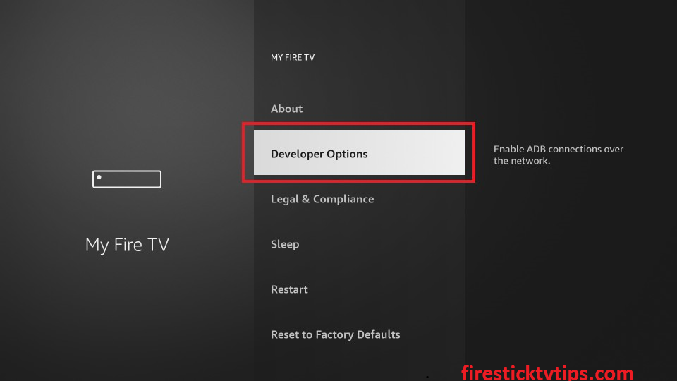 Select the Developer Options