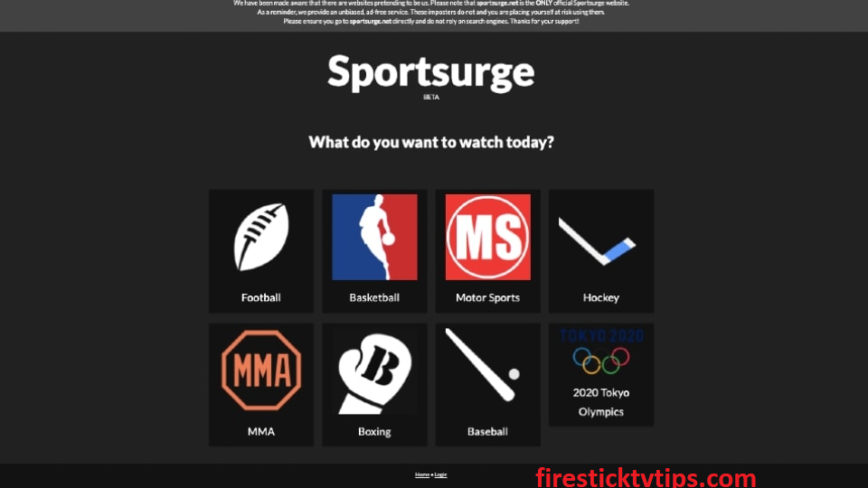 Sportsurge home page