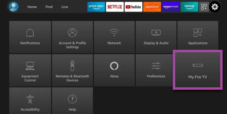 Tap the My Fire TV tile