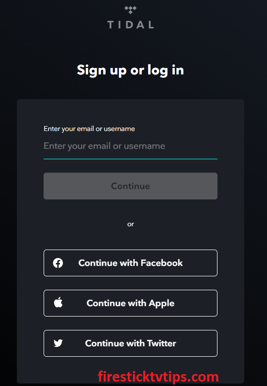 sign up to TIDAL