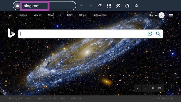 the Bing.com screen 