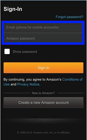 Log-in to  your Amazon account. How to Setup Firestick without Remote.