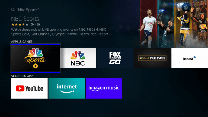 Select NBC Sports. NBC Sports on Firestick
