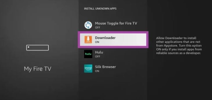 Turn on the Downloader to install RTE on Firestick