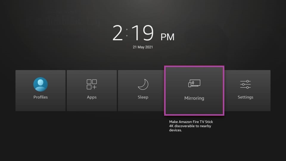 Select the Screen Mirroring tile 