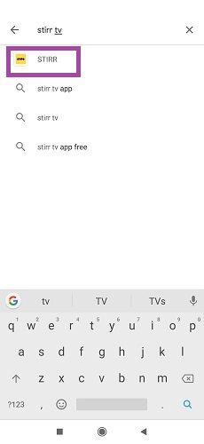 Search for the STIRR TV app