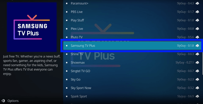 Select Samsung TV Plus.