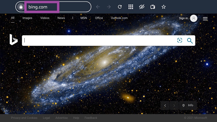 The Bing.com screen