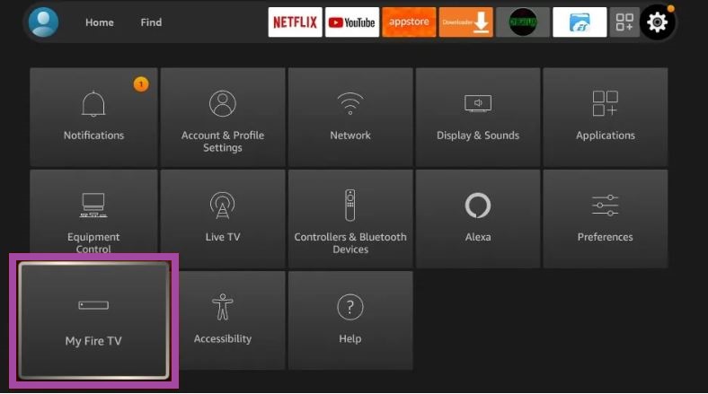 Tap the My Fire TV 