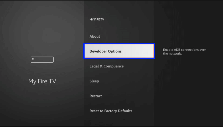 Select Developer Options. shack tv on firestick 